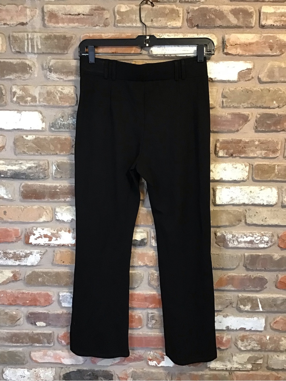 KAY UNGER Women's Black Wide-Leg Knit Pants with Gold Button Detail L - Picture 5 of 6